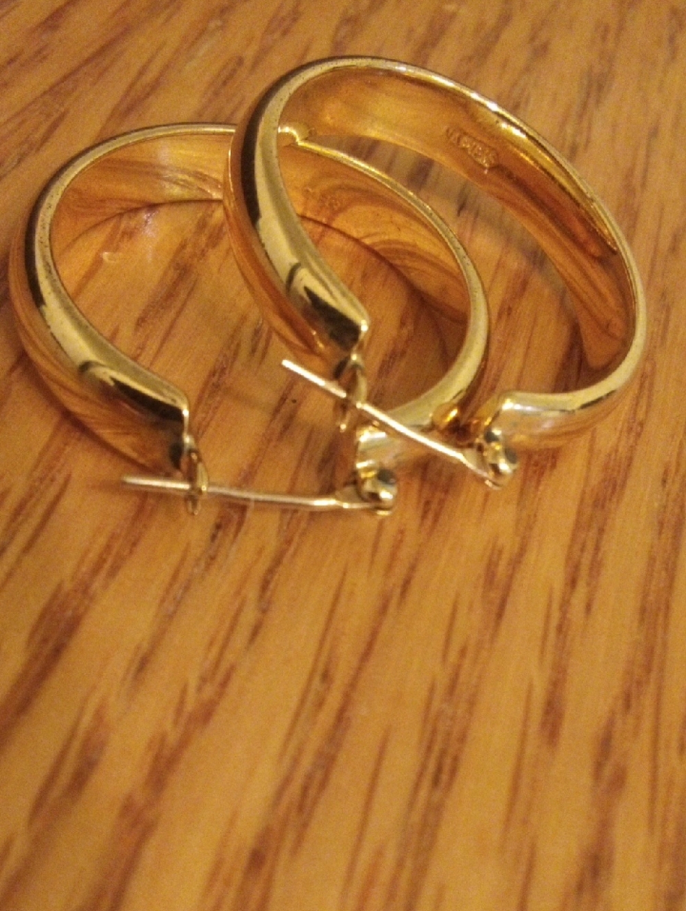 Gold Tone Hoop Earrings - Classic Lightweight Women's Hoops - Picture 2 of 4